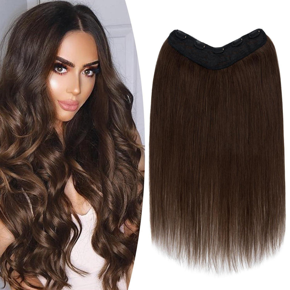 Echthaar Clip-Ins Braun 55 cm – Remy Haarverlängerung
