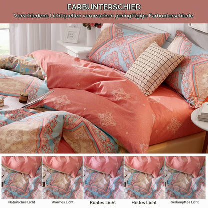 Rosa Bohemian Bettwäsche Set 200x220 cm - 3tlg. Boho Bettwäsche