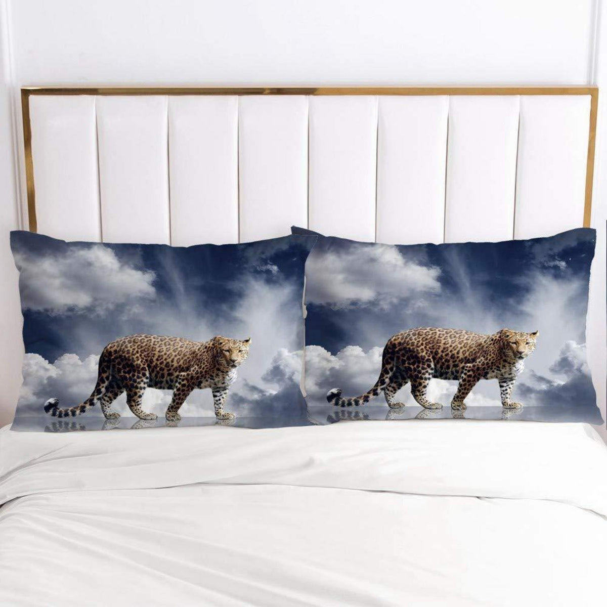 Leoparden Bettwäsche 135x200 - 4tlg. Set Dunkelblau & Gold