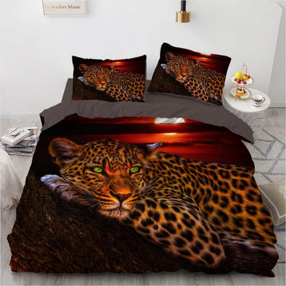 Leoparden Bettwäsche 135x200 - 4teilig, Gold & Schwarz 3D