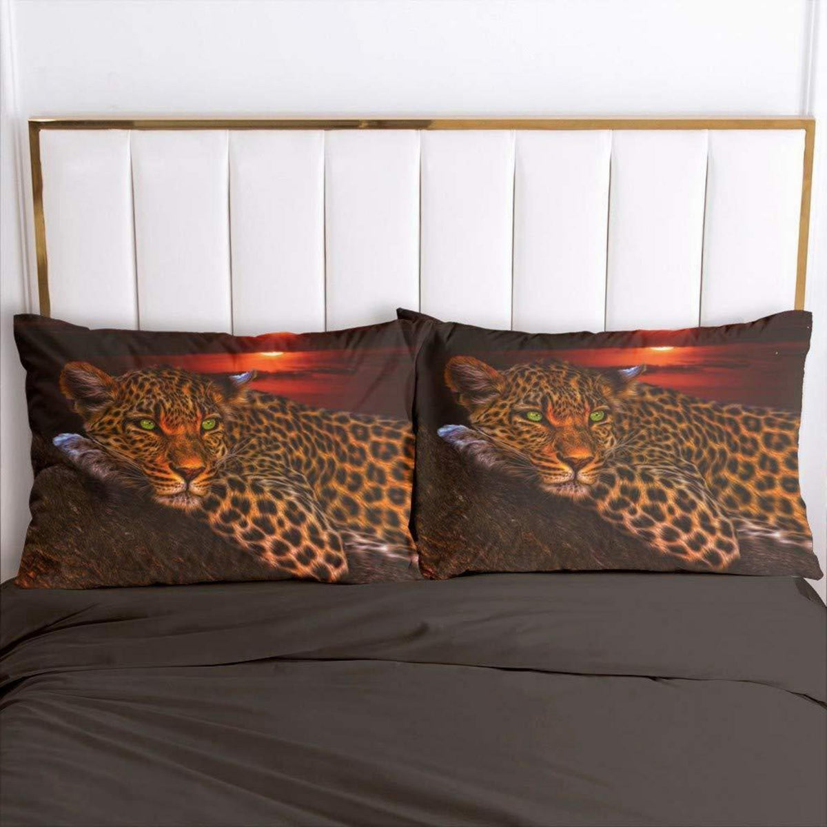 Leoparden Bettwäsche 135x200 - 4teilig, Gold & Schwarz 3D