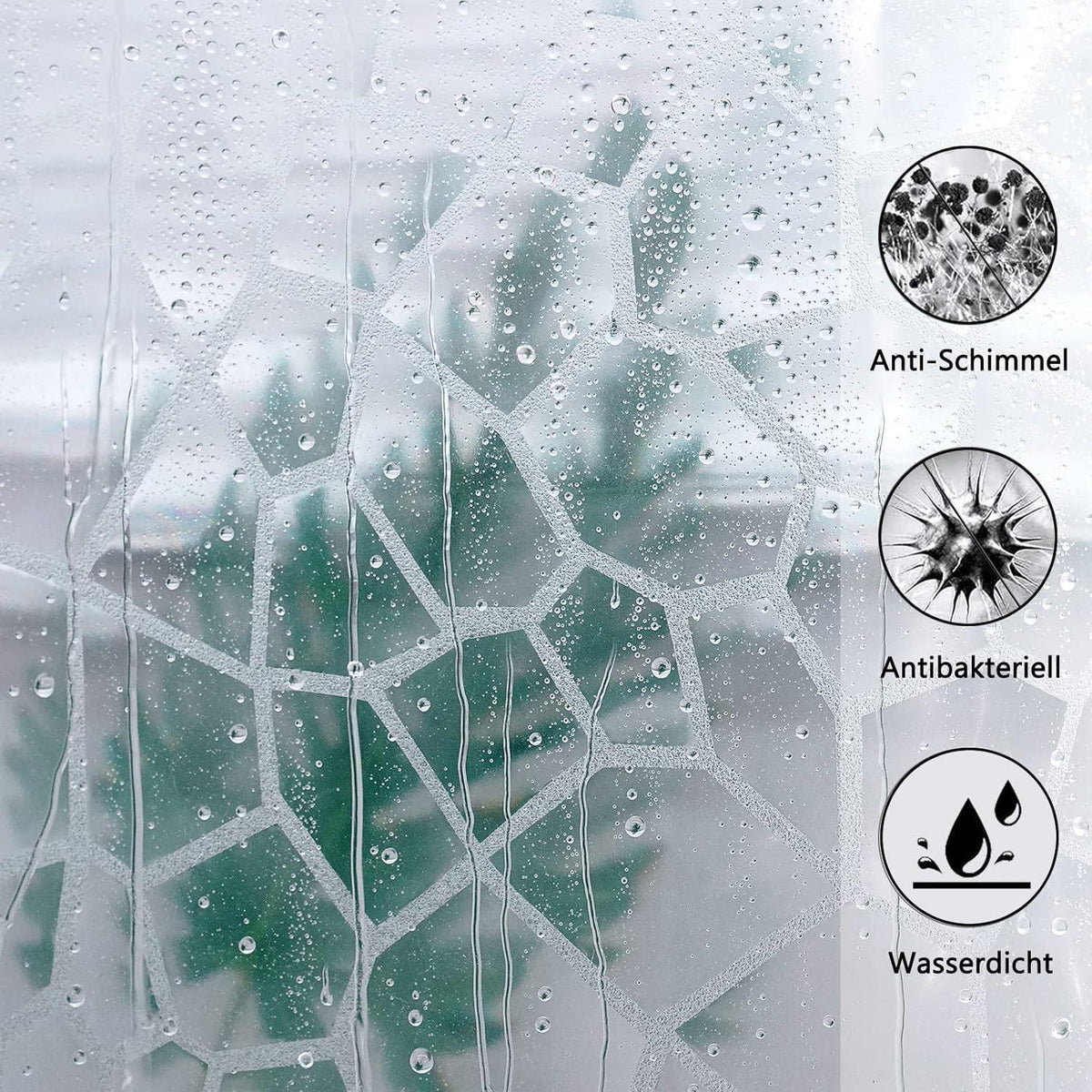Duschvorhang 120x200cm Wasserdicht Eva Halbtransparent 3D