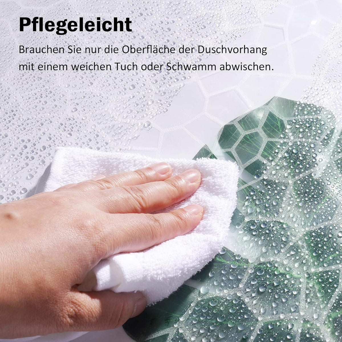Duschvorhang 120x200cm Wasserdicht Eva Halbtransparent 3D 8 Ringe Magnet