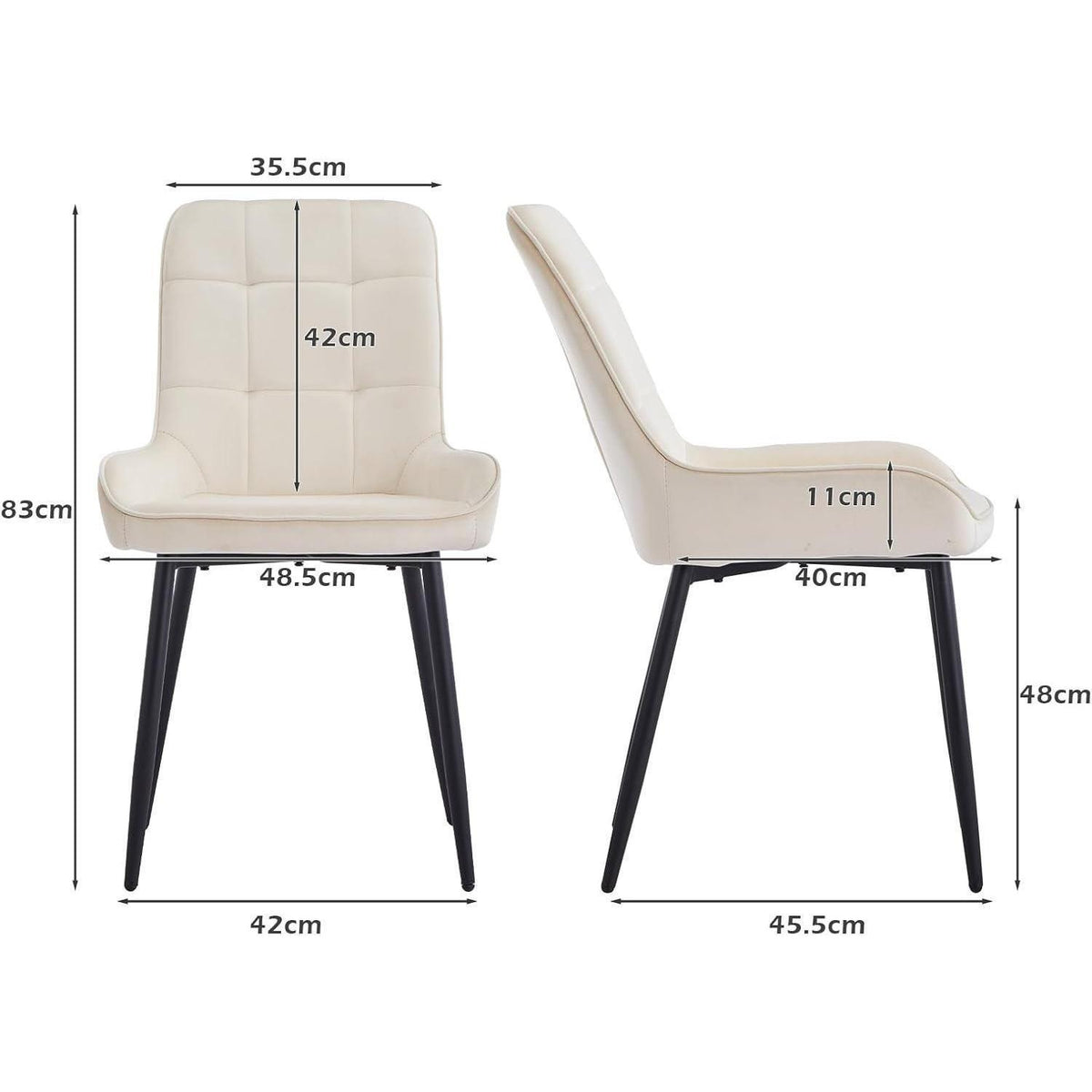 Samt Esszimmerstühle 2er Set – Gepolstert & Bequem