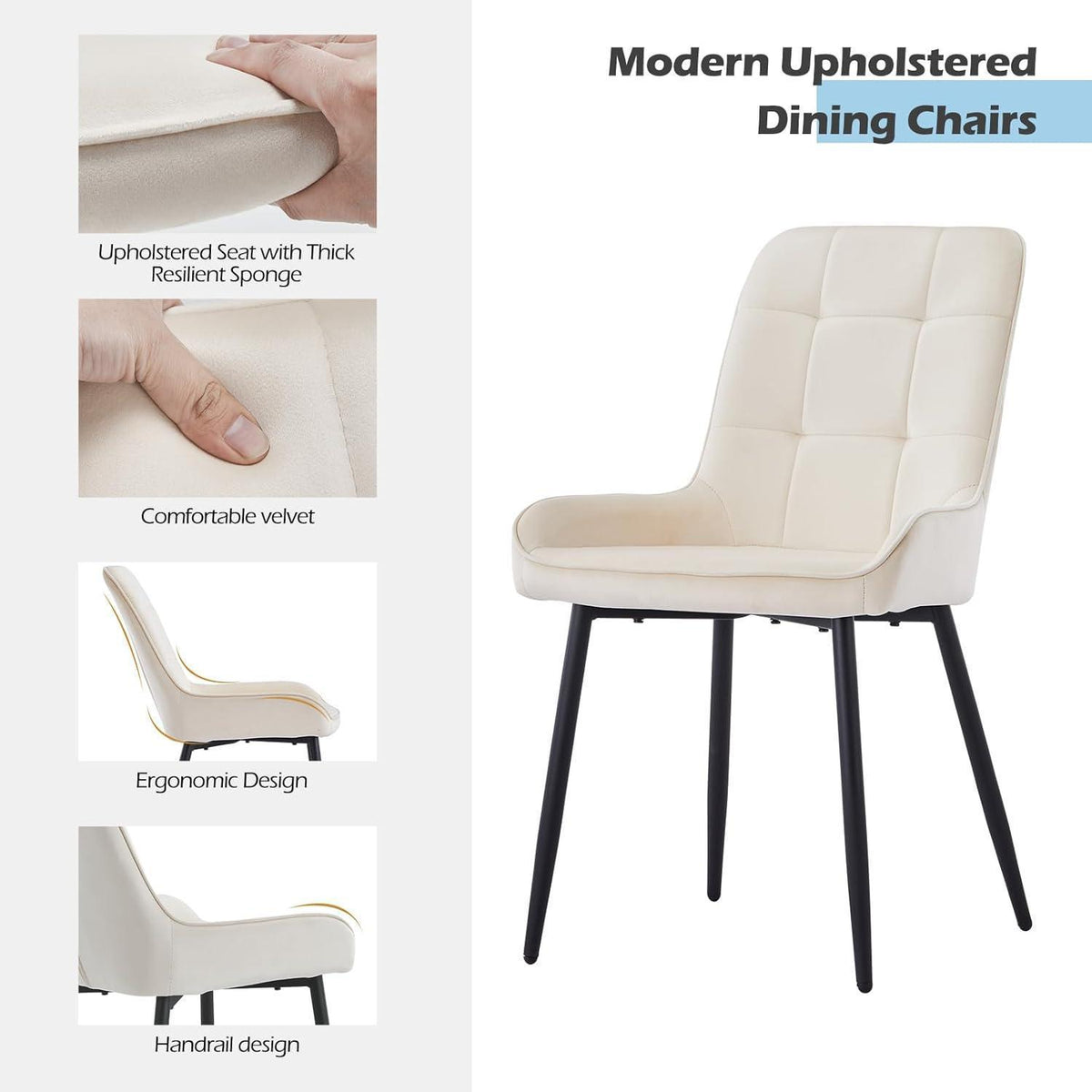 Samt Esszimmerstühle 2er Set – Gepolstert & Bequem