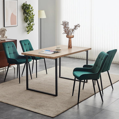 Samt Esszimmerstühle 2er Set – Gepolstert, Grün