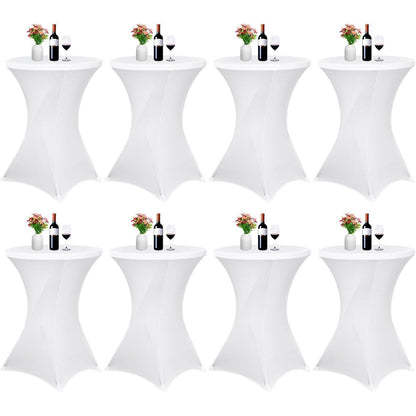 8er-Set Stretch Stehtisch Husse für Bistrotisch Ø 80-85 cm Weiß
