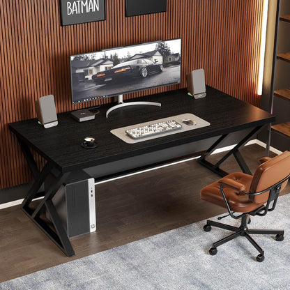 Schreibtisch Metall Holz 152cm Schwarz | Moderner Arbeitsplatz mit viel Platz