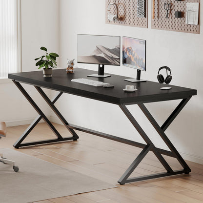 Schreibtisch Metall Holz 152cm Schwarz | Moderner Arbeitsplatz mit viel Platz