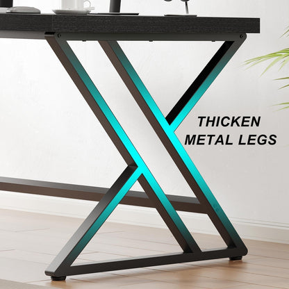 Schreibtisch Metall Holz 152cm Schwarz | Moderner Arbeitsplatz mit viel Platz
