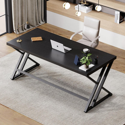 Schreibtisch Metall Holz 152cm Schwarz | Moderner Arbeitsplatz mit viel Platz