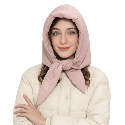 Damen Winter Beanie Mütze winddicht mit Halskragen Rosa