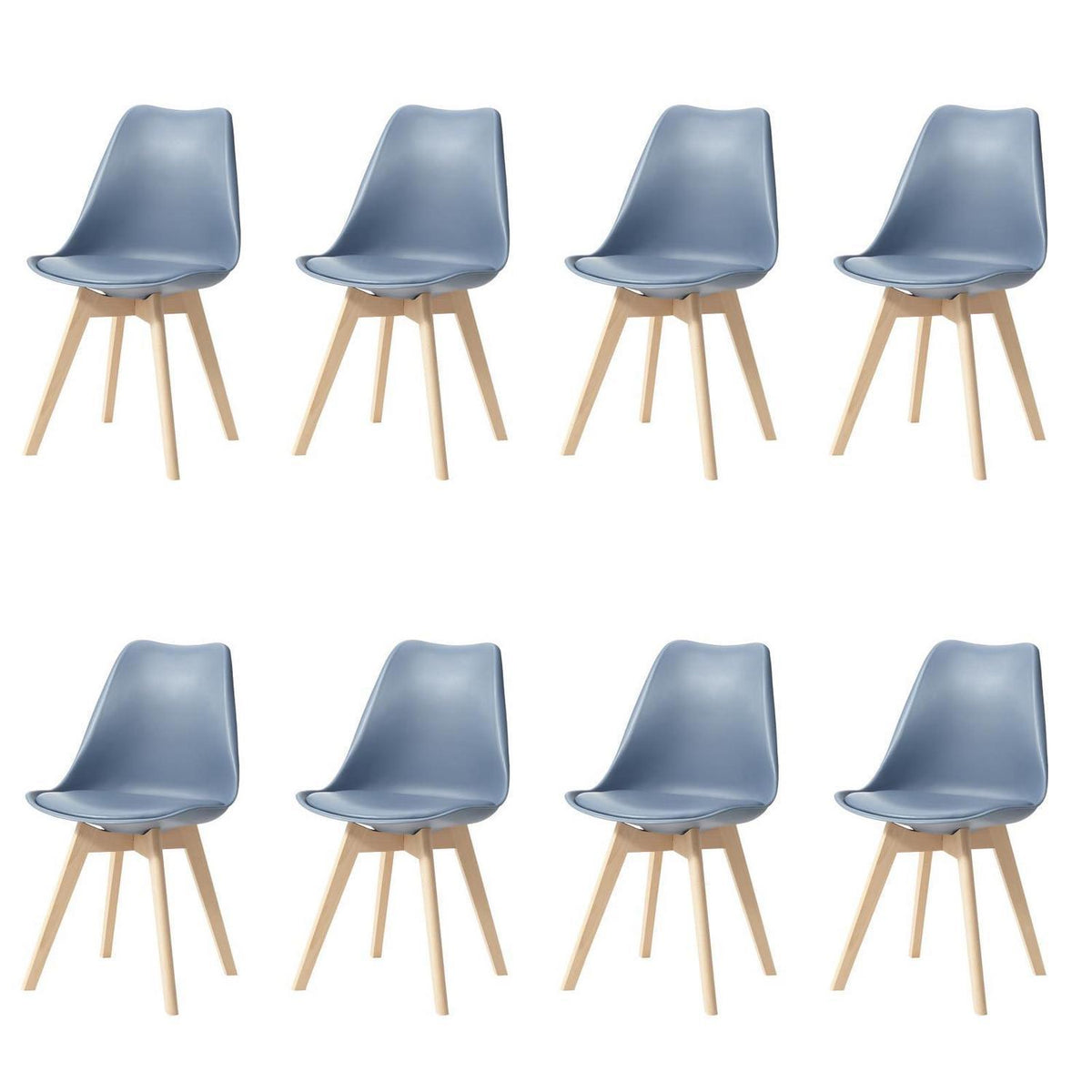 Esszimmerstuhl Set 8er Blau – Massivholzbeine & Abnehmbar
