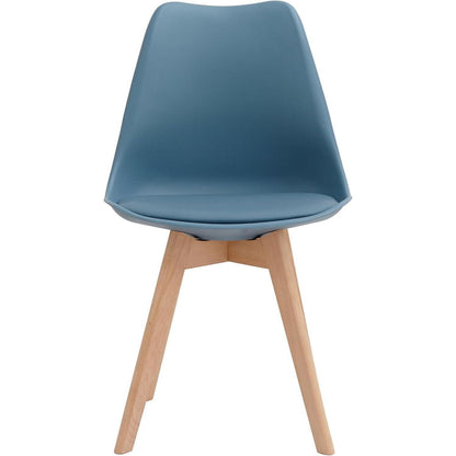 Esszimmerstuhl Set 8er Blau – Massivholzbeine & Abnehmbar