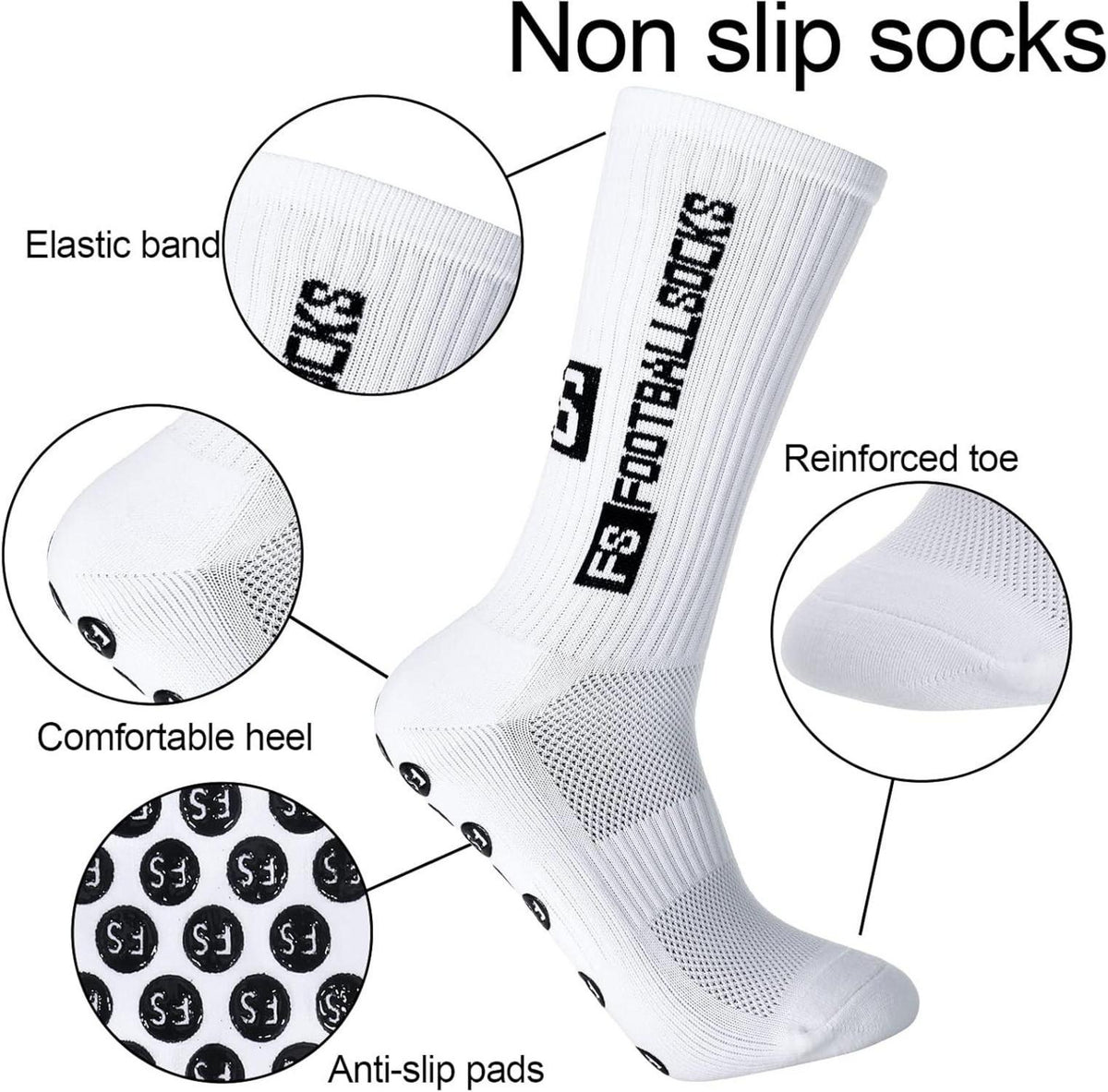 5 Paare Apricitie Fußball Anti-Rutsch Grip Socken 39-46 Sportsocken Herren Damen