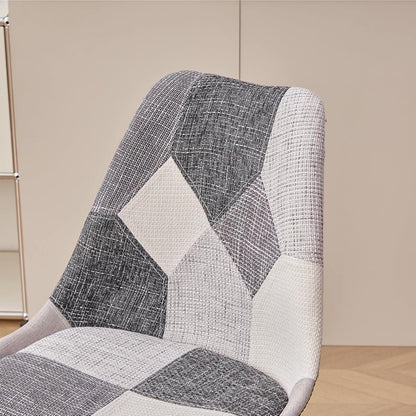 Patchwork Esszimmerstühle Set (8) – Grau & Abnehmbare Kissen