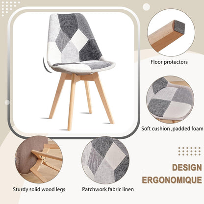 Patchwork Esszimmerstühle Set (2) Grau mit Sitzkissen