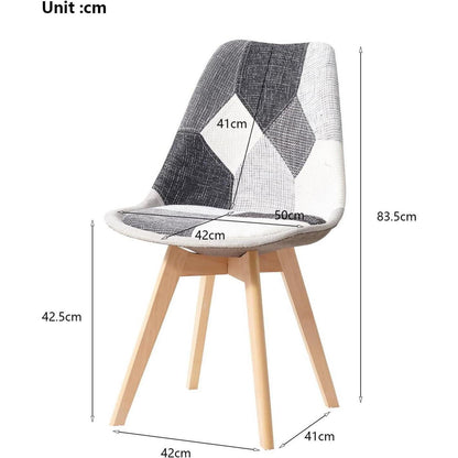 Patchwork Esszimmerstühle Set Grau | Bequeme Sitzkissen & Massivholz