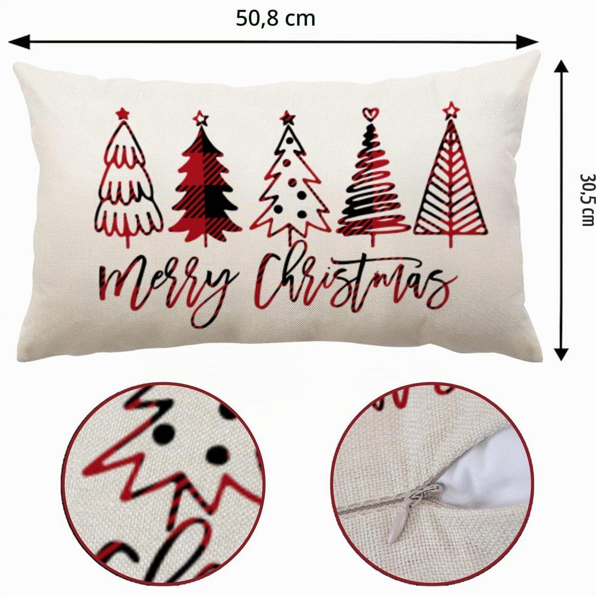 Weihnachten Kissenbezug 30x50 - 2er Set Leinen Deko