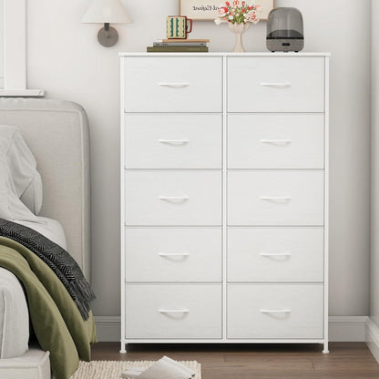 Kommode mit 10 Stoffschubladen, Weiß – Schlafzimmer Organizer