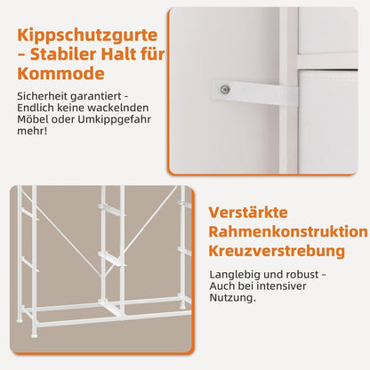 Kommode mit 10 Stoffschubladen, Weiß – Schlafzimmer Organizer