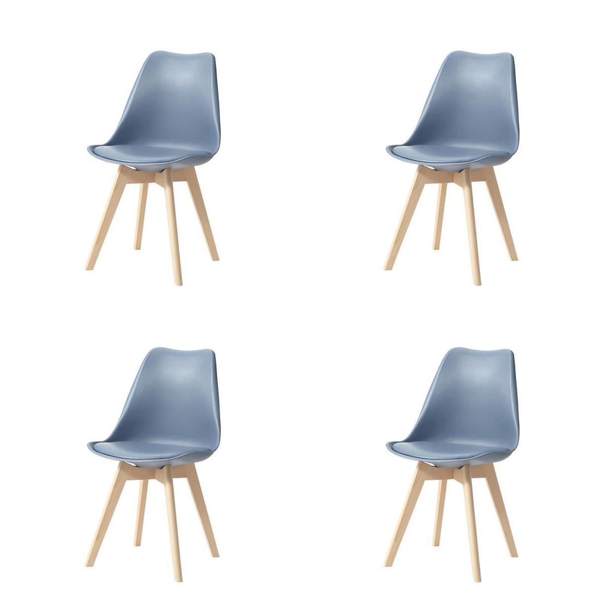 Esszimmerstuhl Set Blau (4er) – Massivholz & Abnehmbar