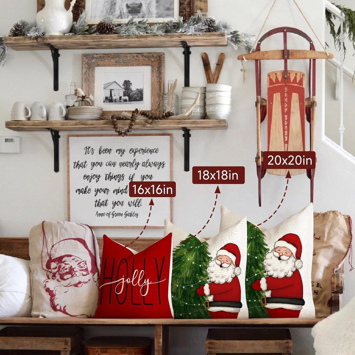 Kissenbezüge Weihnachten 4er Set 50x50 Leinen Dekokissen Sofa