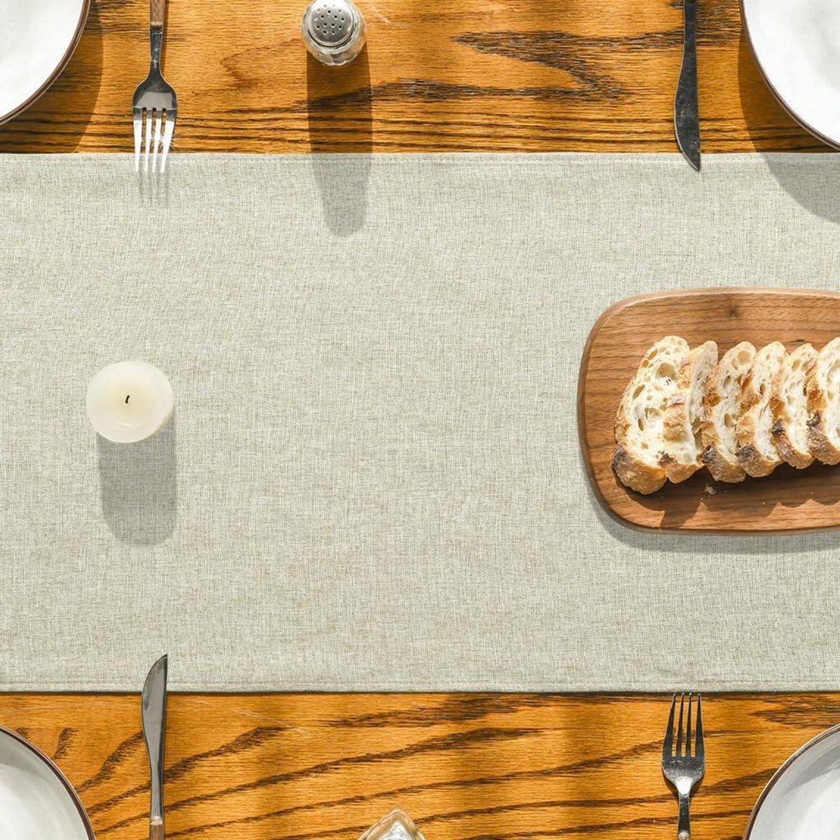 Tischläufer Beige 40x140 cm Abwaschbar für Küche & Esstisch