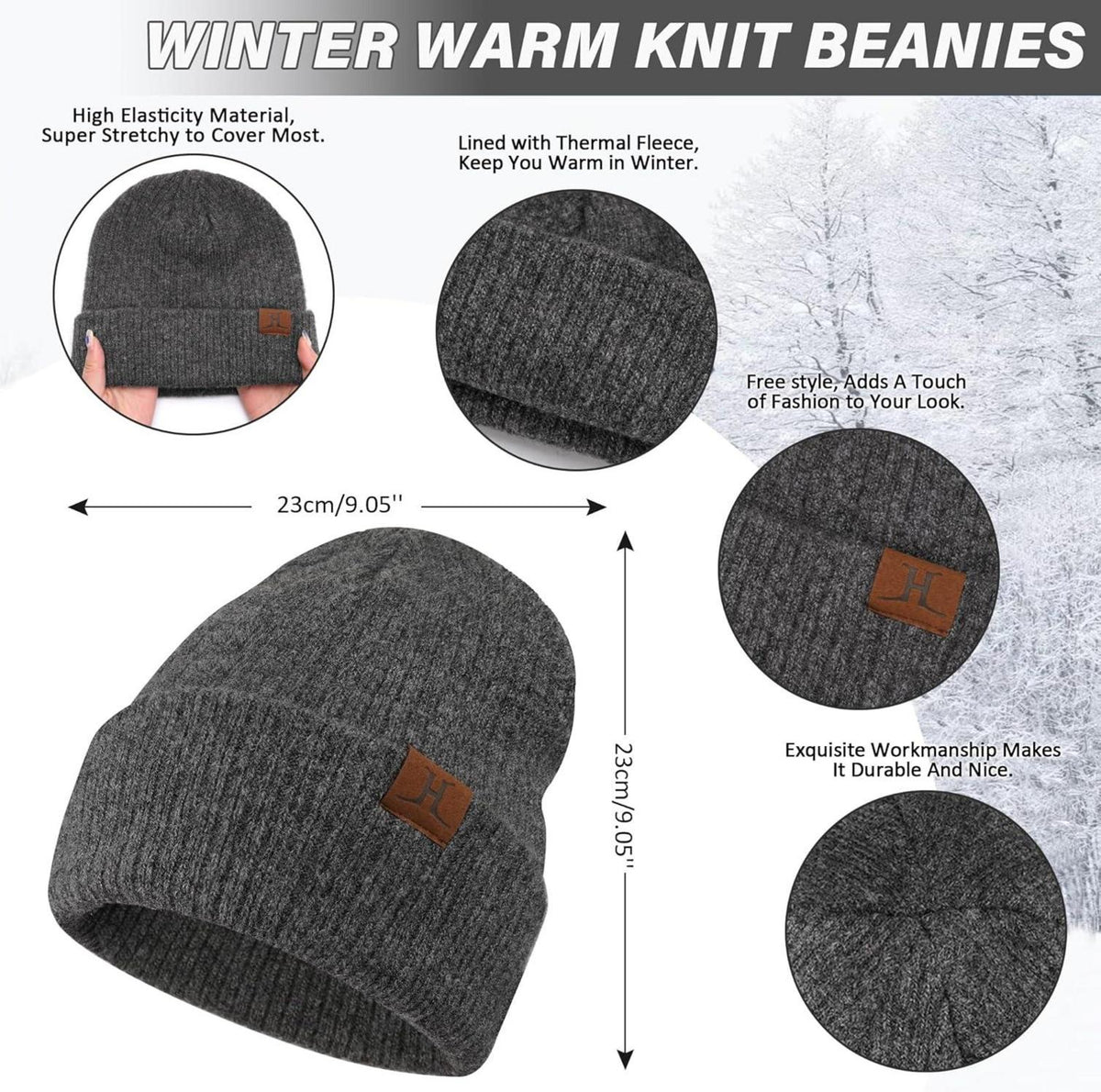 Winter Beanie Mütze und Schal Set für Damen und Herren