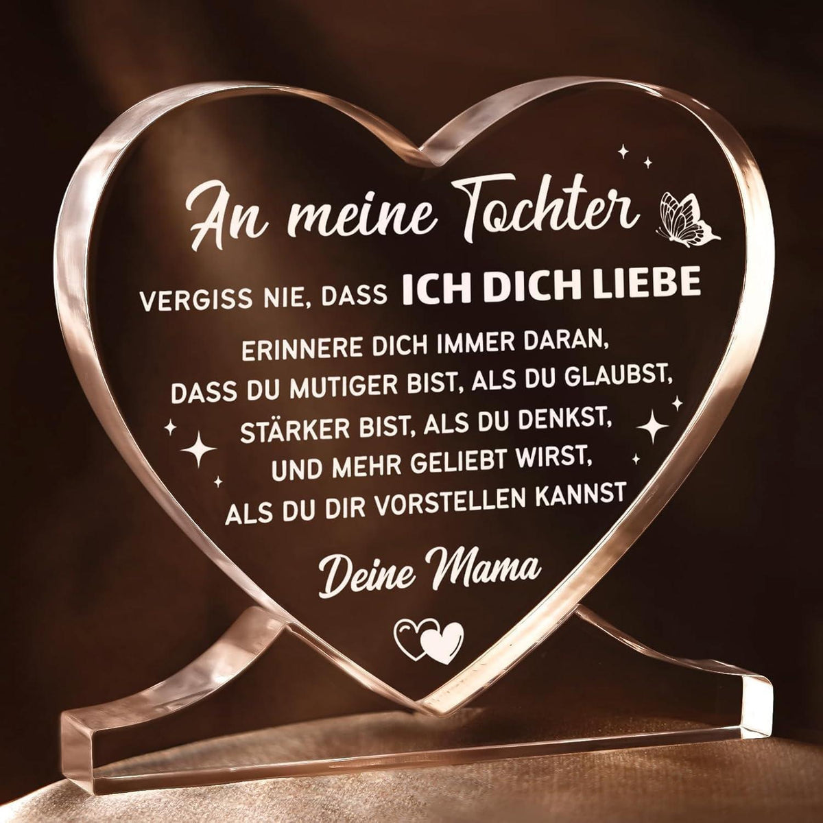 Herzförmiges Acryl-Geschenk für Tochter von Mama
