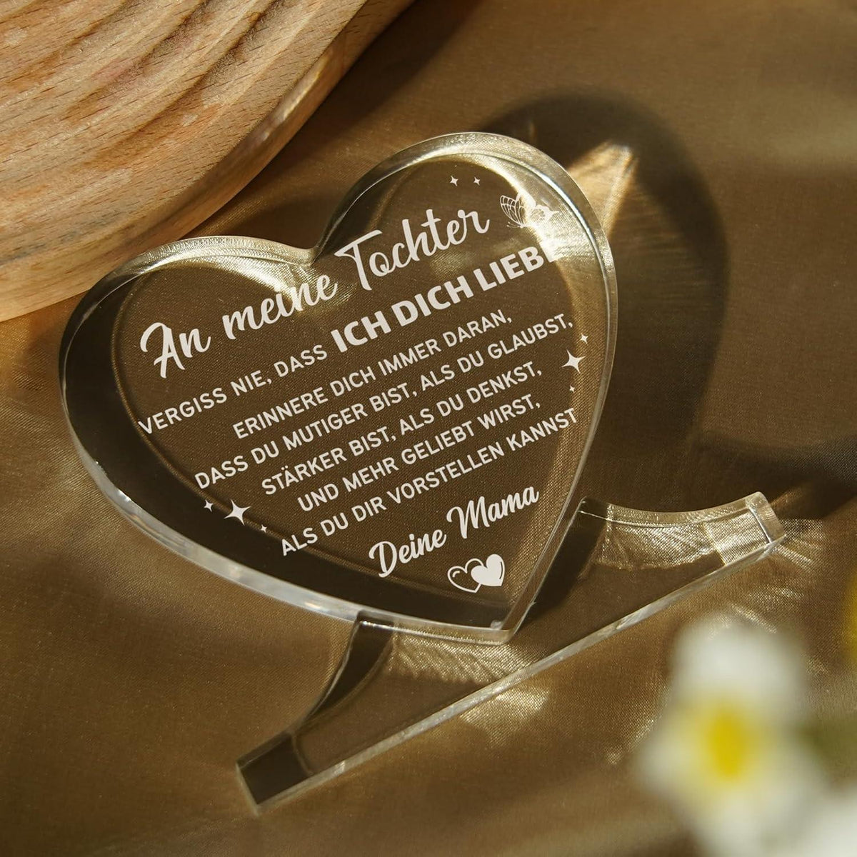 Herzförmiges Acryl-Geschenk für Tochter von Mama