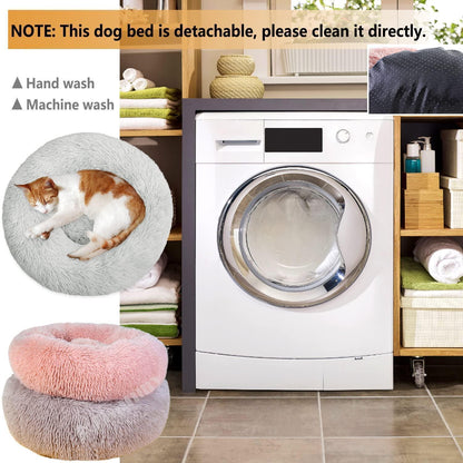 Rundes Hundebett Flauschig Donut – Bequemes Hundesofa 2XL Grau