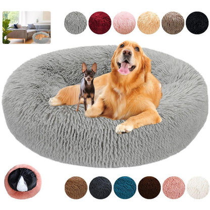 Rundes Hundebett Flauschig Donut – Bequemes Hundesofa 4XL Grau