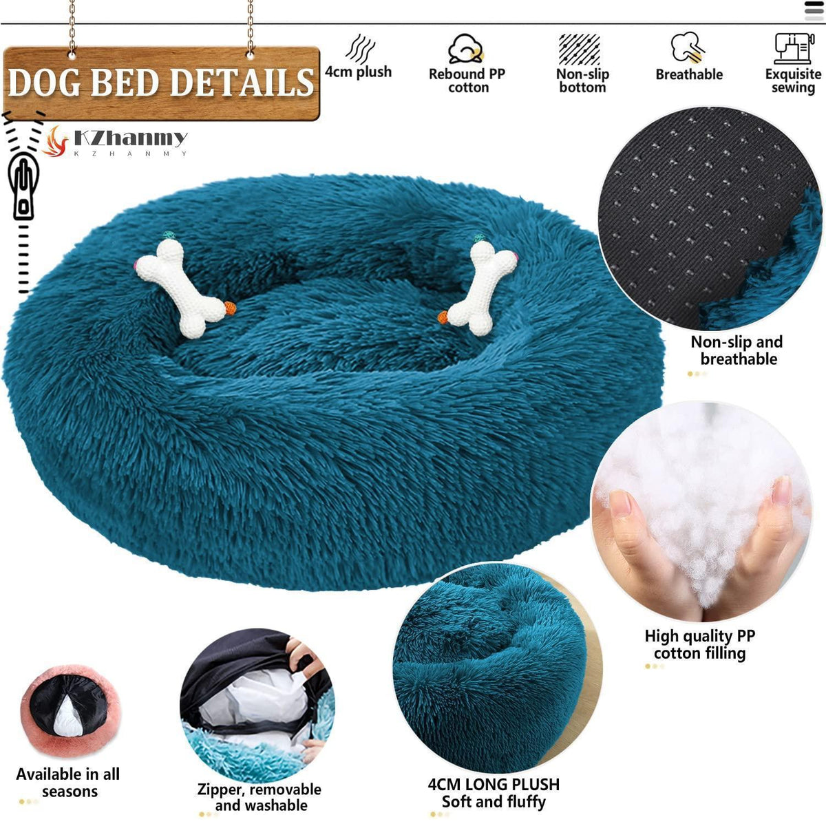 Rundes Hundebett Flauschig Donut – Bequemes Hundesofa in 12 Farben