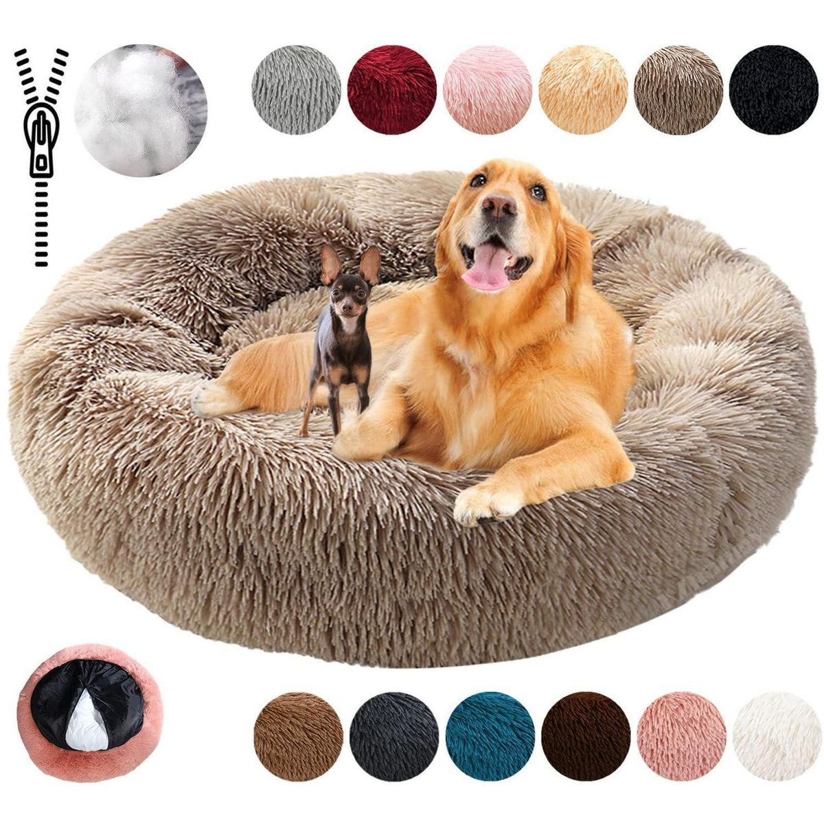 Rundes Hundebett Flauschig Donut – Bequemes Hundesofa 4XL