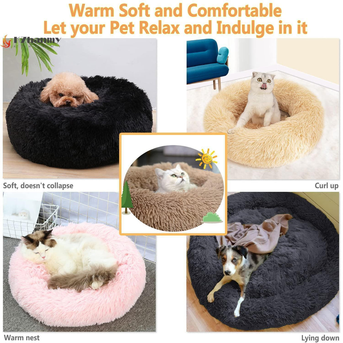 Rundes Hundebett Flauschig Donut – Bequemes Hundesofa 4XL