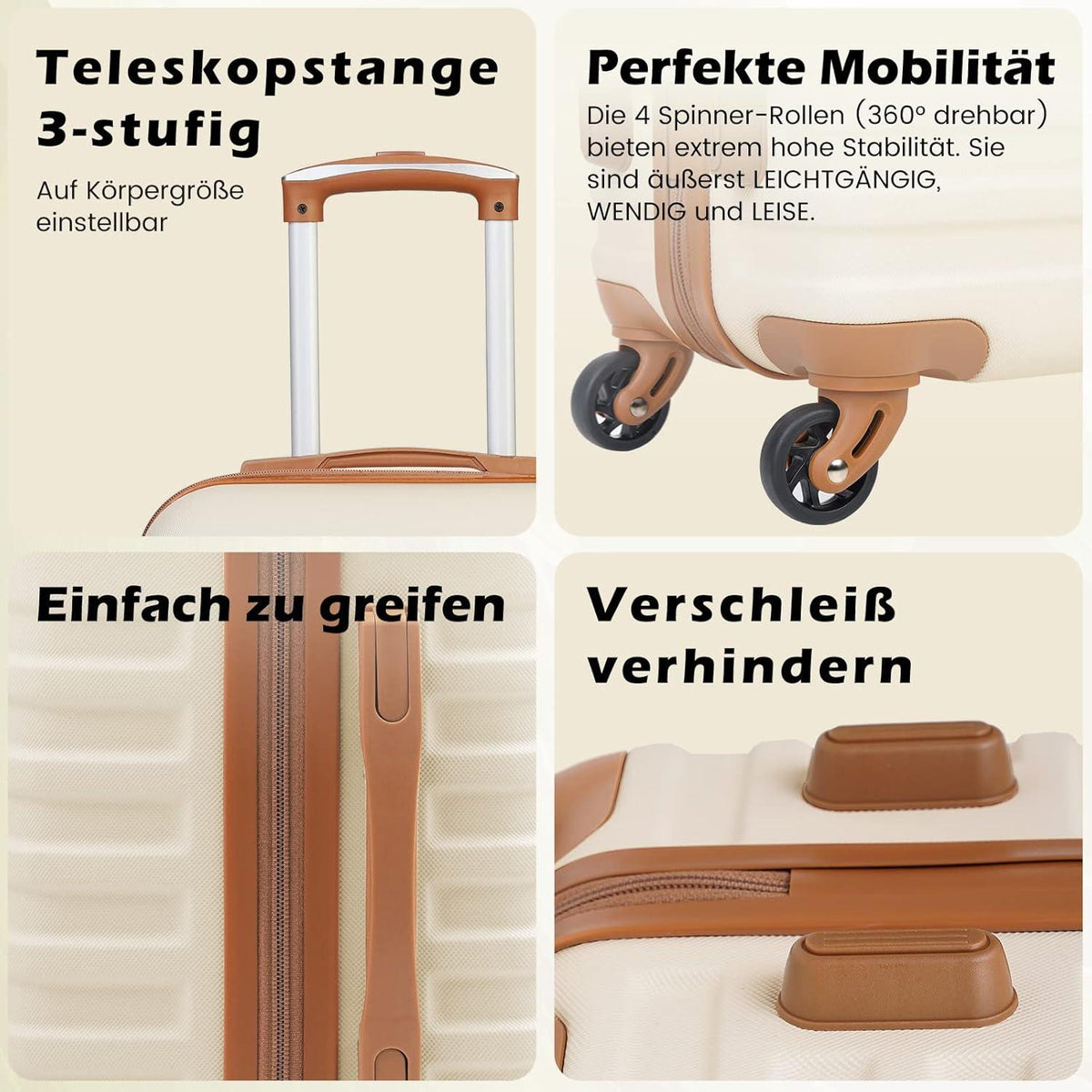 COOLIFE Mittlerer Koffer-Set ABS Hartschalen Trolley 4 Rollen TSA Blau/Rot