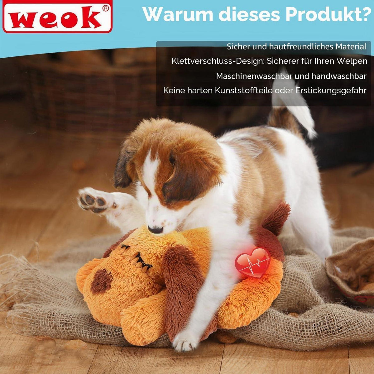 Herzschlag-Kuschelkissen für Welpen – Angstlinderung & Schlafhilfe