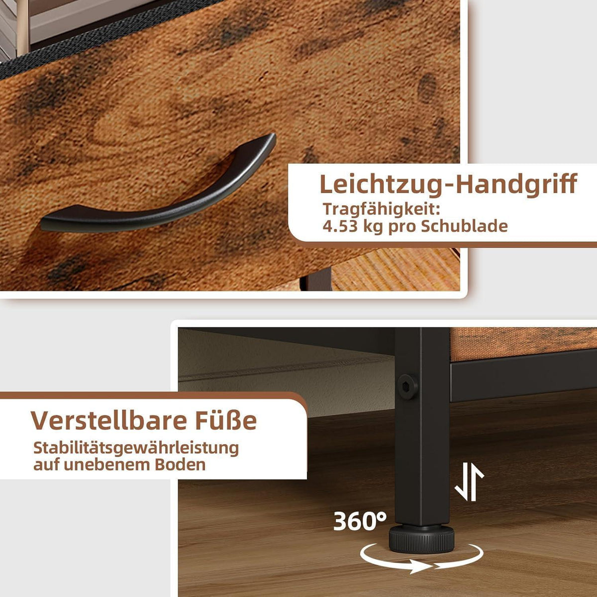 Somdot Kommode mit 3 Stoffschubladen – Schlafzimmer & Wohnzimmer