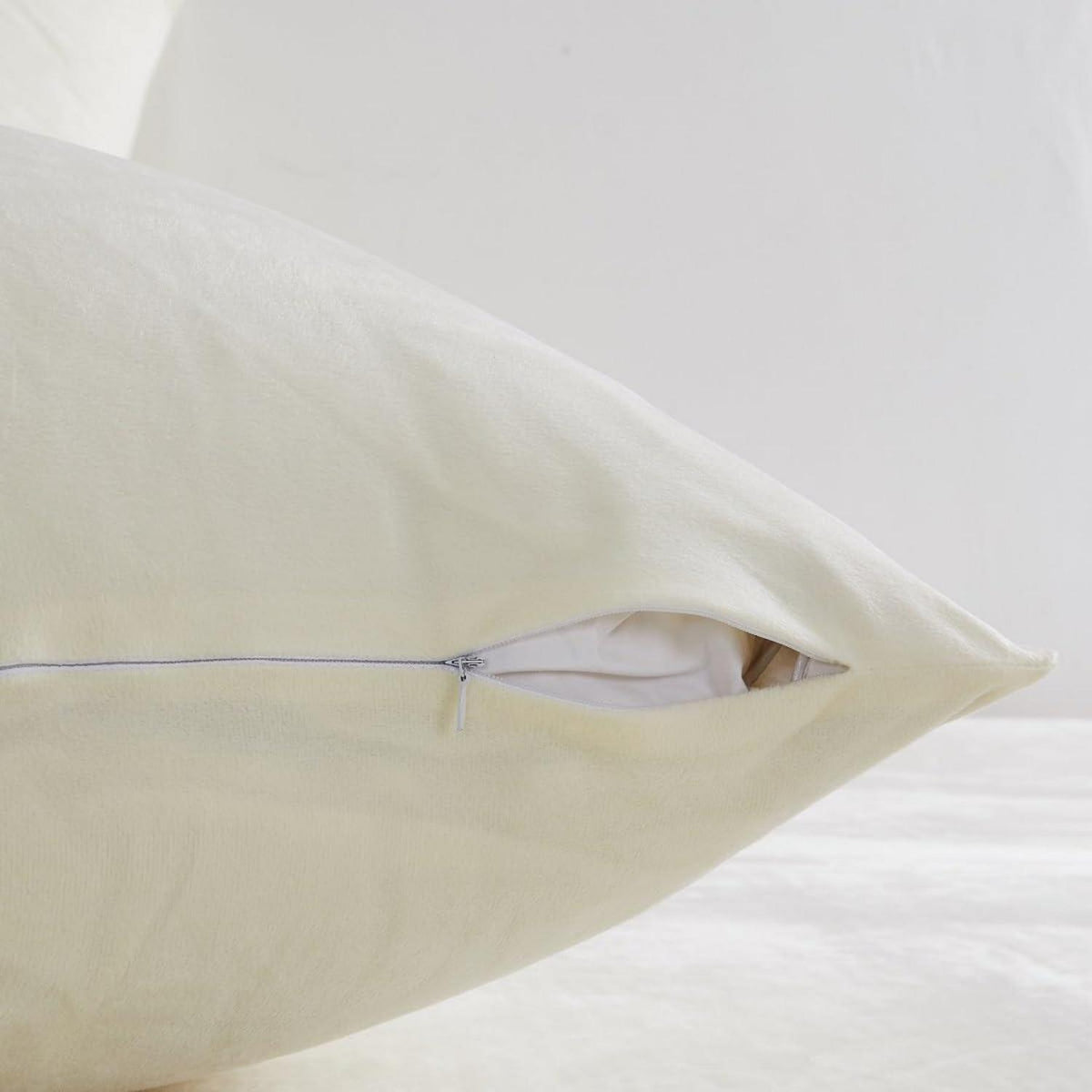Flauschige Bettwäsche-Set 200x200cm Beige Weiß – Winterkuschel