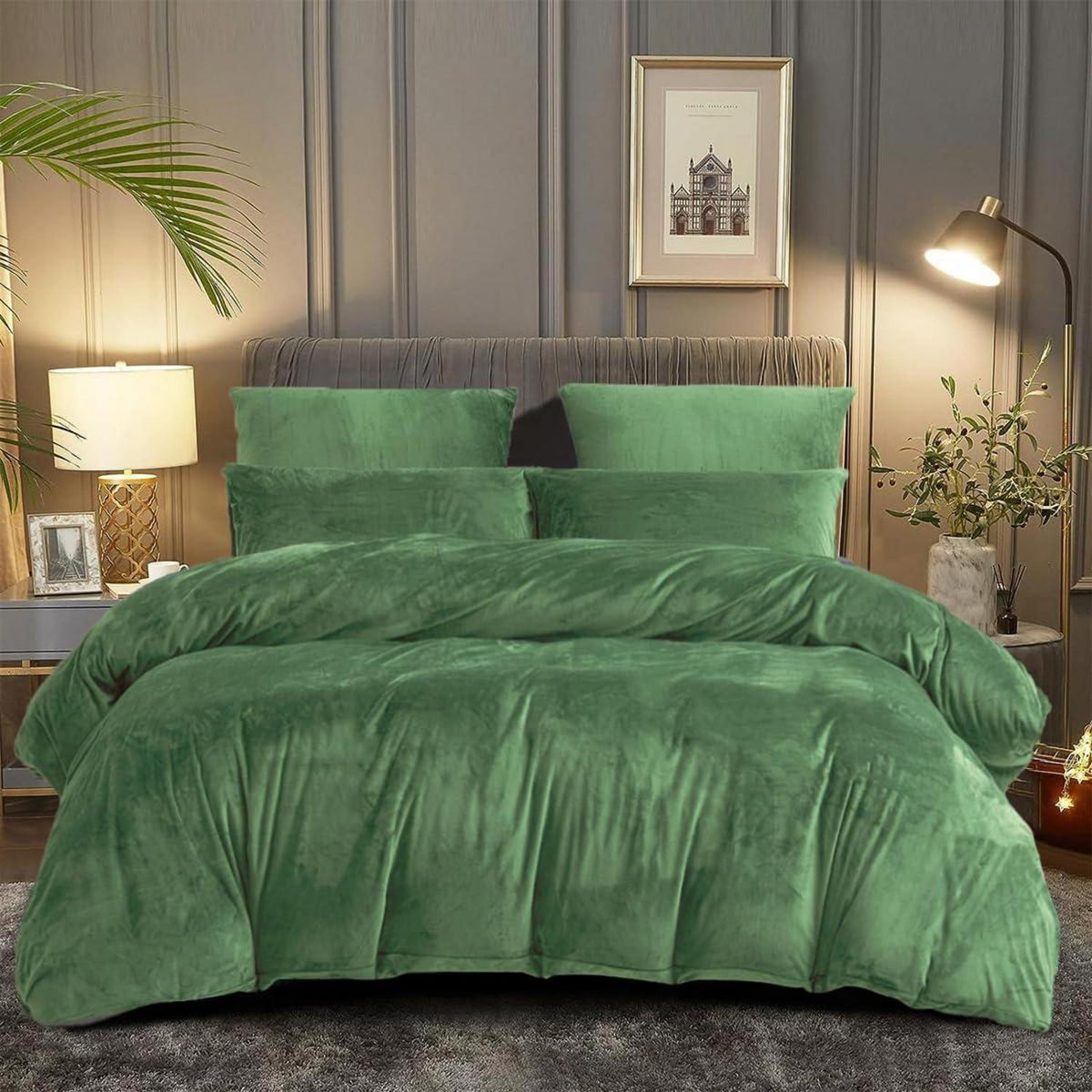 Fleece Bettwäsche Set 220x240 Olivgrün – Flauschig & Warm