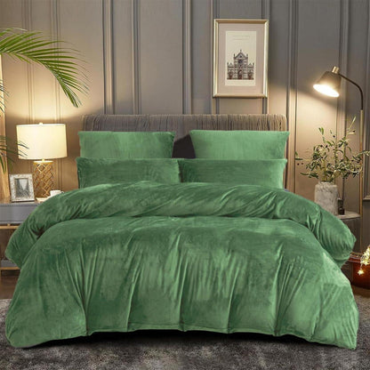 Fleece Bettwäsche Set 220x240 Olivgrün – Flauschig & Warm