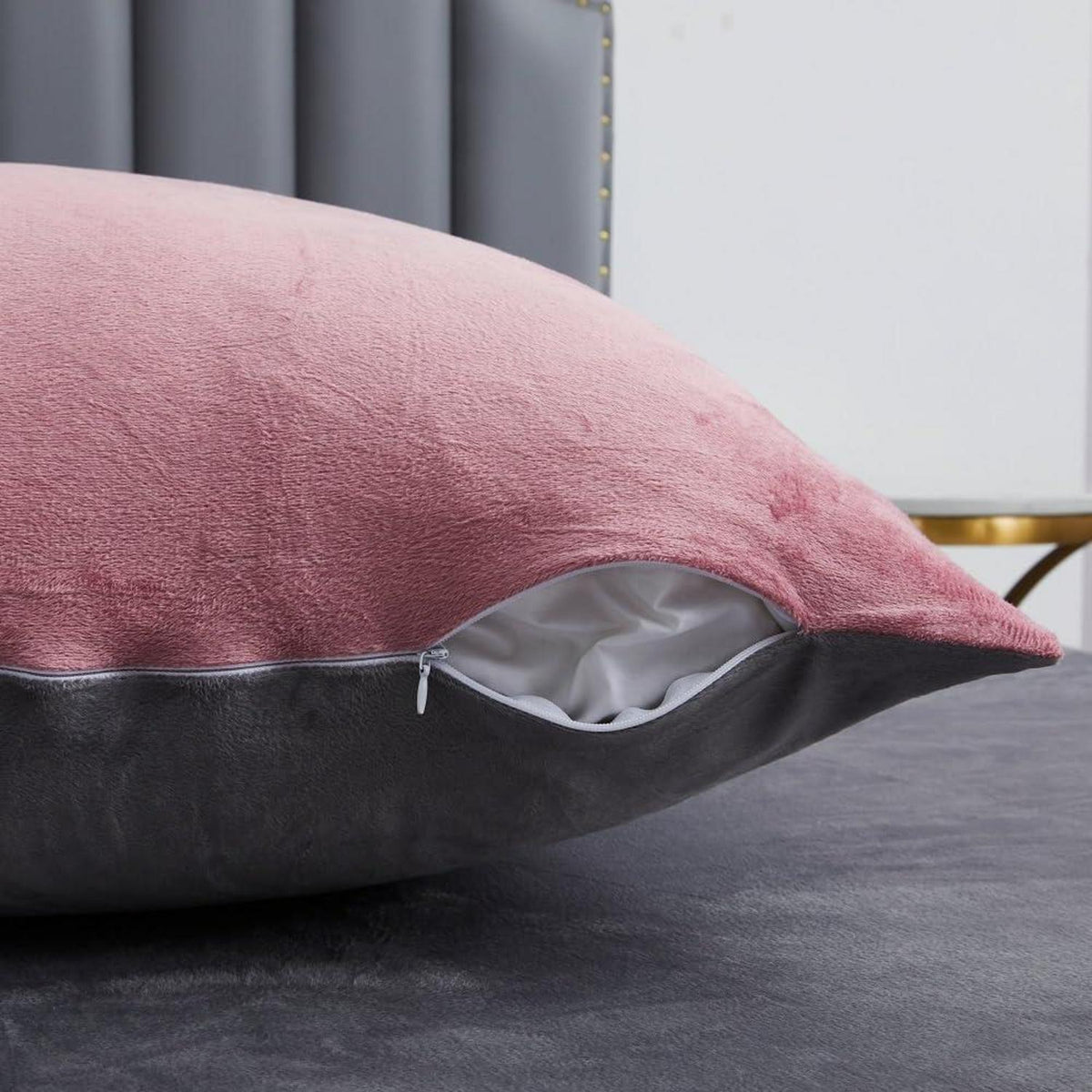 Winter Bettwäsche Fleece 220x240 Rosa Grau Kuschelig