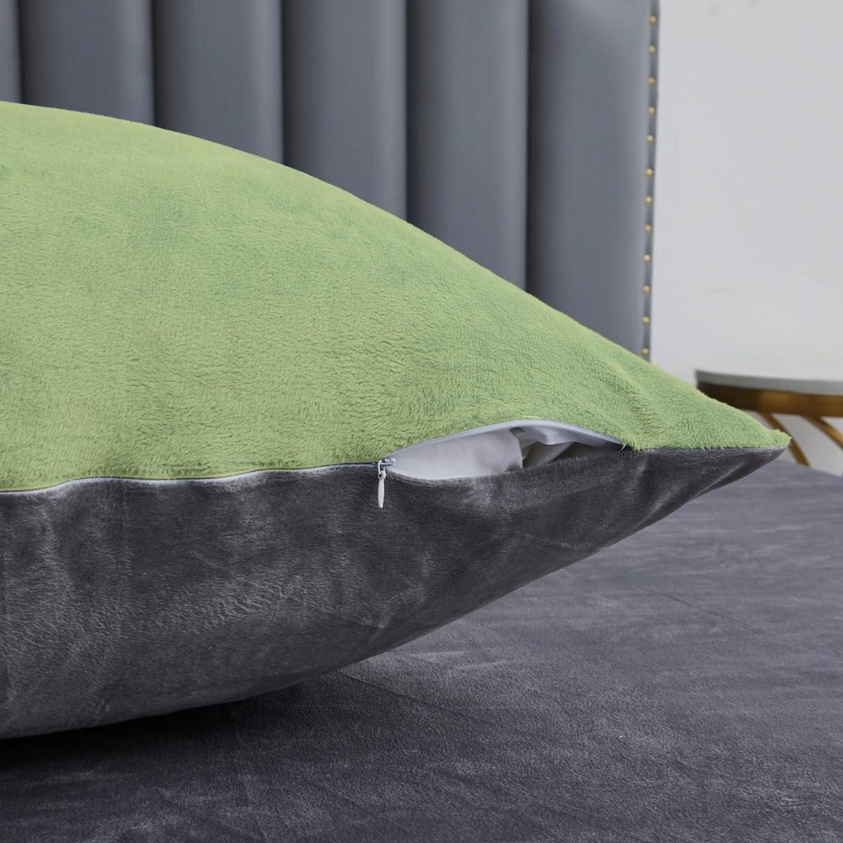 Flanell Bettwäsche Set 220x240cm Grün Salbeigrün Grau