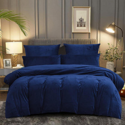 Flauschige Bettwäsche-Set 220x240cm Blau Marine Winterkuscheln