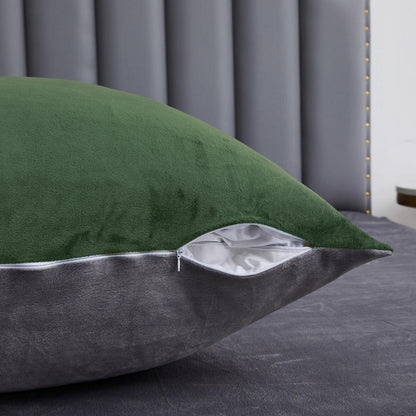 Kuschelige Fleece Bettwäsche 135x200 - Grün Oliv, Grau, Coral