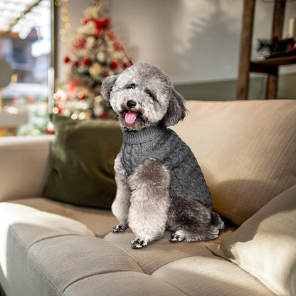 Kleine Hunde Winter Strickpullover Rollkragen Pullover 2X-Large Warm Weich