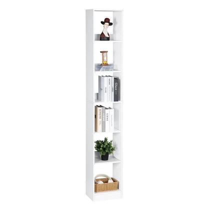 6-stöckiges Bücherregal weiß – Platzsparendes Wohnregal