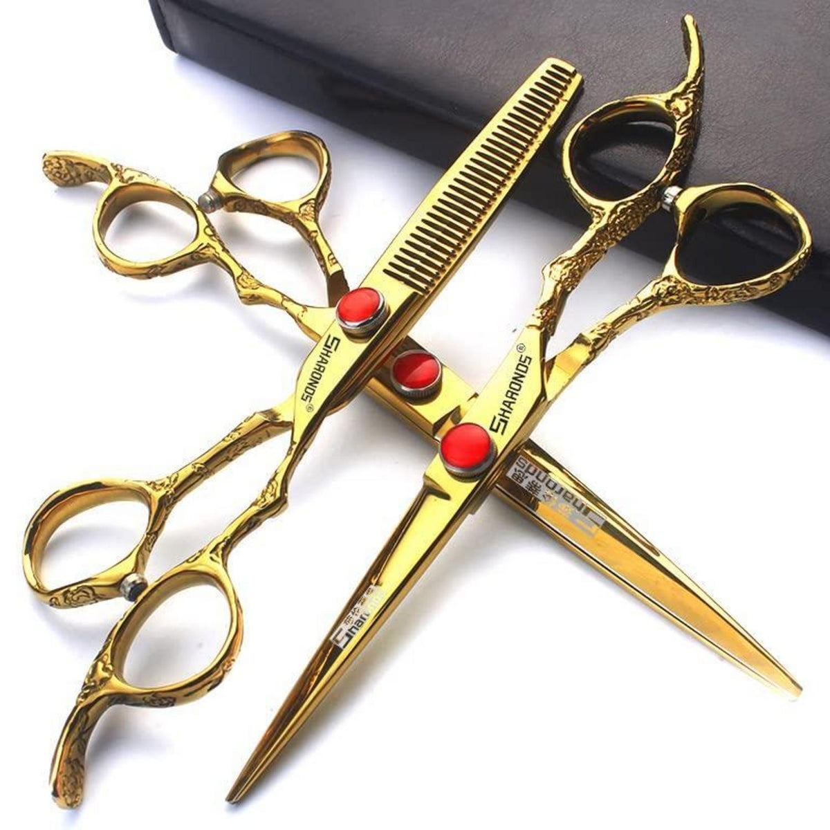 6/7 Zoll Profi Friseurschere Rosenmuster Japan Edelstahl Set