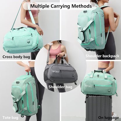 Wasserdichte Sporttasche 40L Rucksack Schuhfach Grün